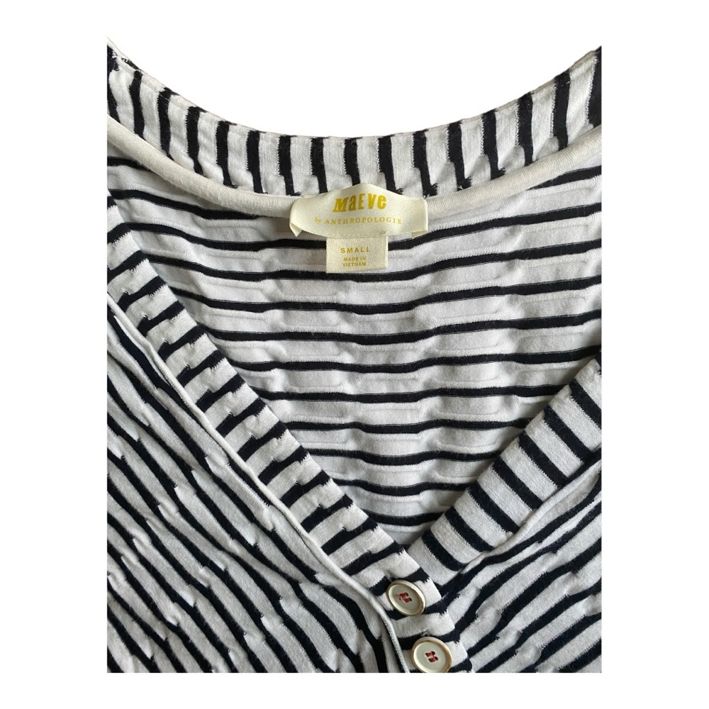 Anthropologie Paladino Maeve blue/ black and white midi stripped dress size S - Picture 11 of 13